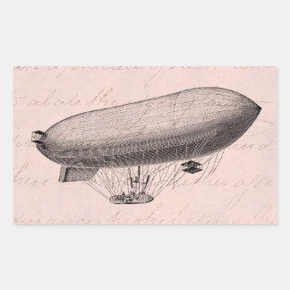 Adesivo Retangular Vintage Blimp Antigo Zeppelin Retro Ar Quente Balã