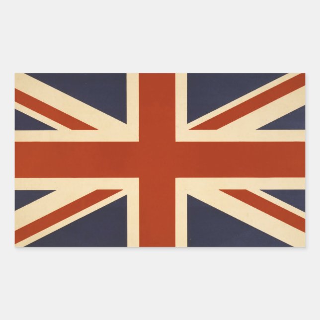 Adesivo Retangular Vintage British Union Flag (Frente)