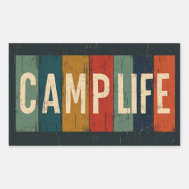 Adesivo Retangular Vintage Camp Life Typography