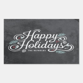 Adesivo Retangular Vintage Chalkboard Happy Holidings Stickers