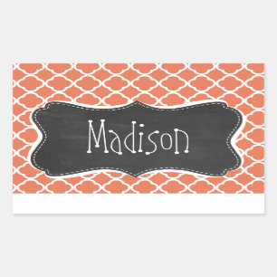Adesivo Retangular Vintage Chalkboard look; Burnt Sienna Quatrefoil