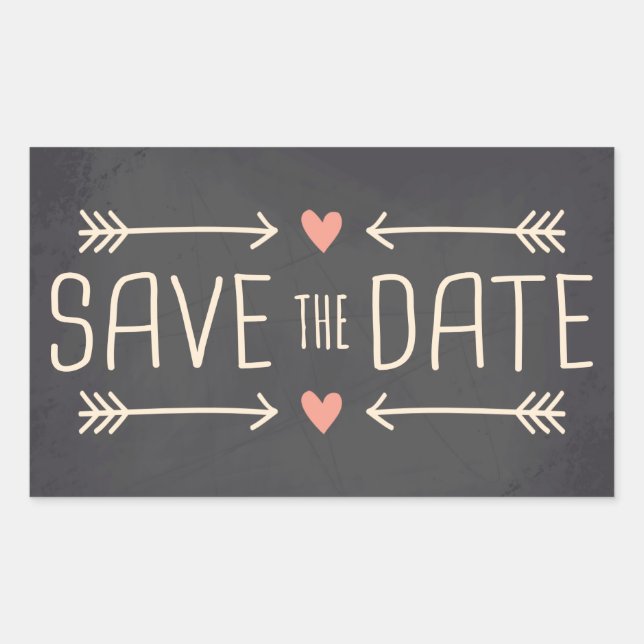 Adesivo Retangular Vintage Chalkboard Save the Date Design (Frente)