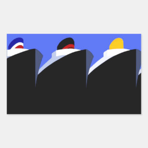 Adesivo Retangular Vintage Cruise Ship Art Deco Poster