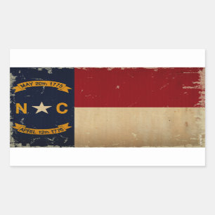Adesivo Retangular VINTAGE. da bandeira do estado de North Carolina