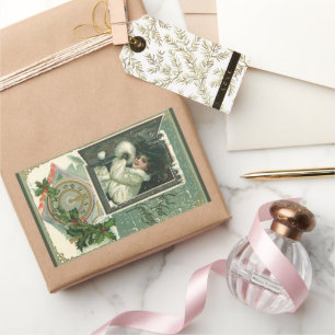 Adesivo Retangular Vintage de ano novo, vitoriana vitoriana