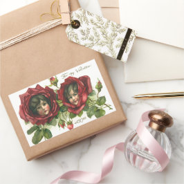 Adesivo Retangular Vintage Dia de os namorados, facas vitorianas em R