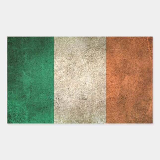 Adesivo Retangular Vintage Distress Flag of Ireland (Frente)