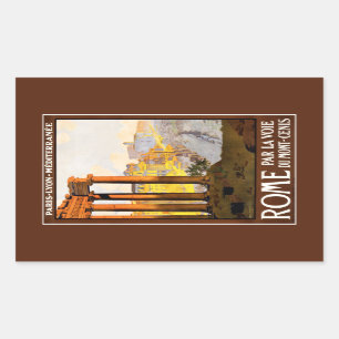 Adesivo Retangular Vintage do poster de viagens de Roma