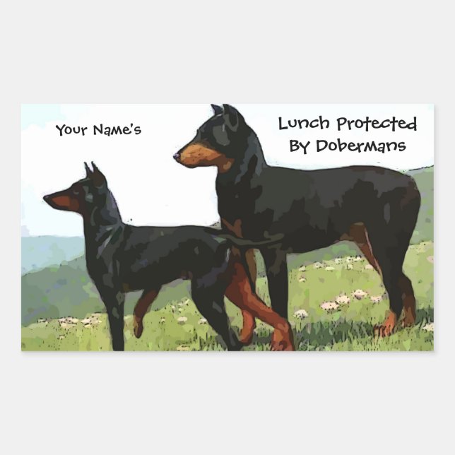Adesivo Retangular Vintage Doberman Lunch Protetor Stickers (Frente)