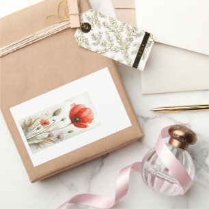 Adesivo Retangular Vintage Farmhouse Decor Red Poppy Garden Flor