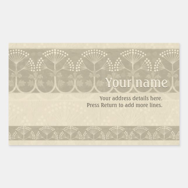 Adesivo Retangular Vintage Floral Ornament CC0665 Address Sticker (Frente)