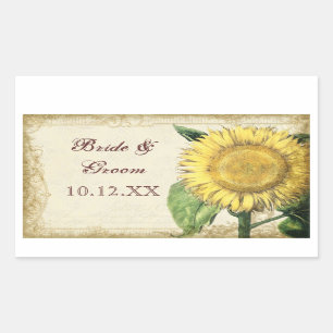 Adesivo Retangular Vintage Floral Sunflower - Casamento outono do out