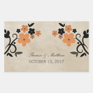 Adesivo Retangular Vintage Floral Wedkers Laranja