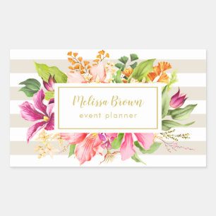 Adesivo Retangular Vintage Flowers Pink Pastel Event Planner Stickers