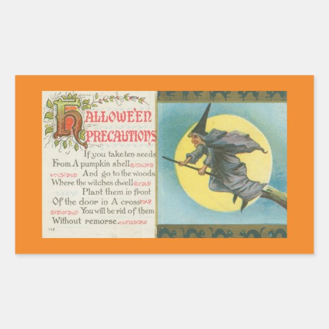ADESIVO RETANGULAR VINTAGE HALLOWEEN ILUSTRATION RETANGLE STICKER (Frente)