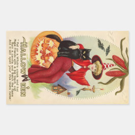 Adesivo Retangular Vintage Halloween Witness e Black Cat