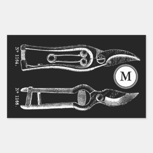 Adesivo Retangular VINTAGE ILLUSTRATION Pruners Monogramas