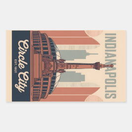 Adesivo Retangular Vintage Indianapolis Indiana Retro Cityscape Art