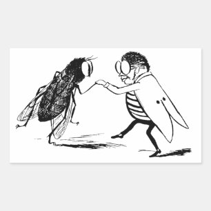 Adesivo Retangular Vintage Insetts Dancing; Voo de Blueba