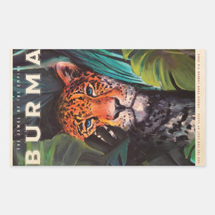 Adesivo Retangular Vintage jungle leopard