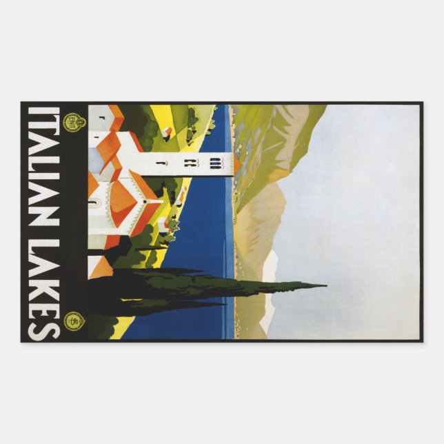 Adesivo Retangular Vintage, lagos italianos (Frente)