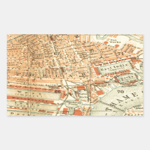 Adesivo Retangular Vintage London Street Map