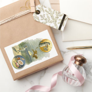 Adesivo Retangular Vintage Madre Goose Enfermeira Rhyme Ei Diddle