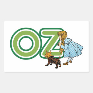 Adesivo Retangular Vintage mágico de Oz Dorothy Toto com letras
