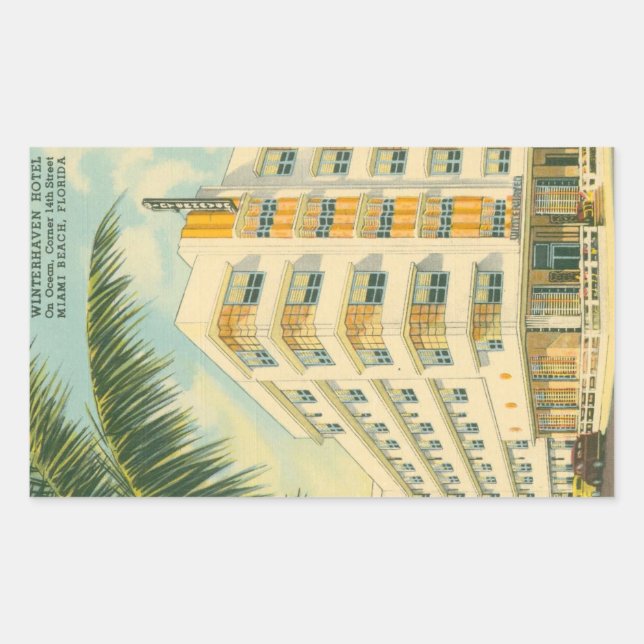 Adesivo Retangular Vintage Miami Art Deco Retângulo Stickers (Frente)