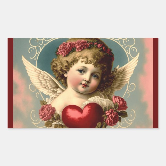 Adesivo Retangular Vintage Namorados Angel Sticker (Frente)