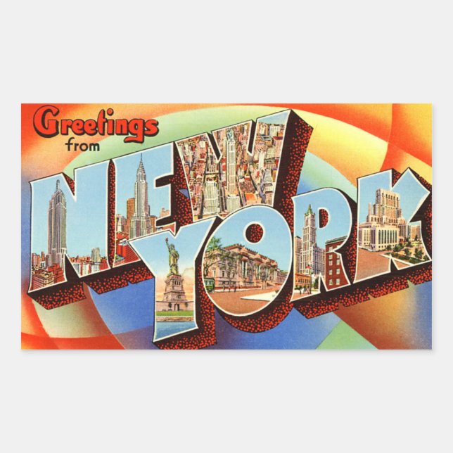 Adesivo Retangular Vintage New York Sticker (Frente)