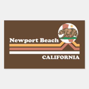 Adesivo Retangular Vintage Newport Beach California