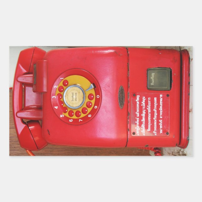 Adesivo Retangular Vintage Nostalgic Old Classic Retro Telephone (Frente)