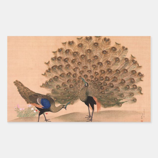 Adesivo Retangular Vintage Peacock (Frente)