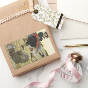 Adesivo Retangular Vintage Pirates, William Kidd Burying Treasure