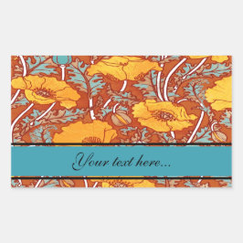 Adesivo Retangular Vintage Poppy ~ Retângulo Sticker