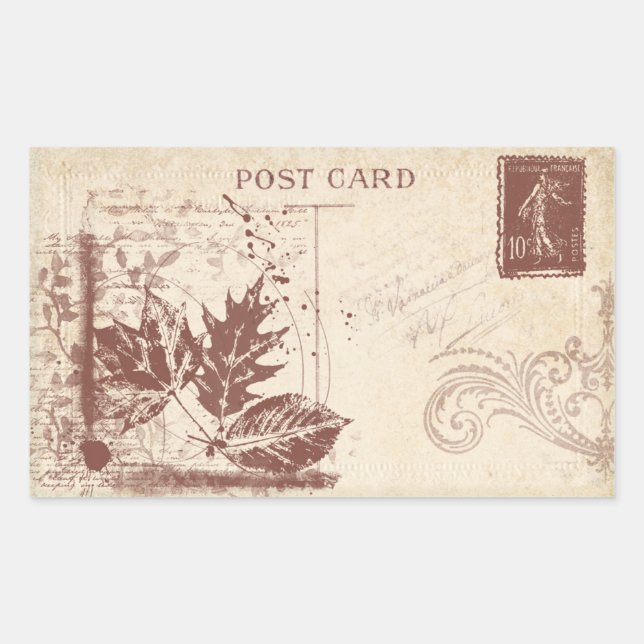 Adesivo Retangular Vintage Postcard Scrapbook embelezado (Frente)