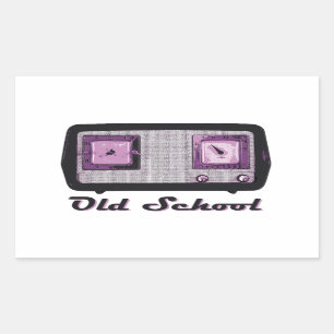 Adesivo Retangular Vintage retro de rádio da velha escola