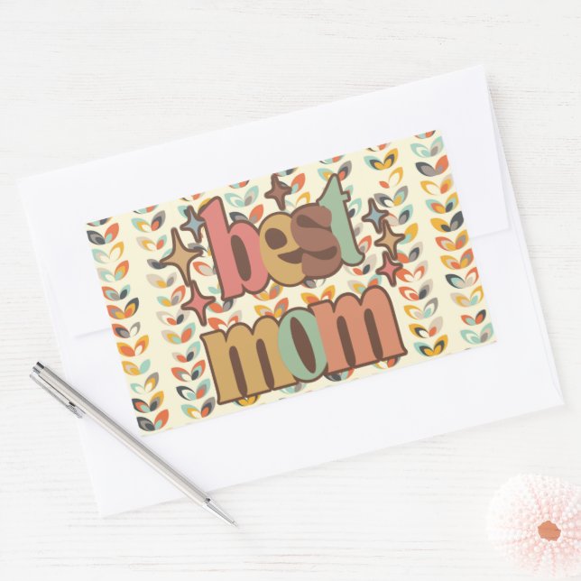Adesivo Retangular Vintage Retro Melhor Mãe (Envelope)