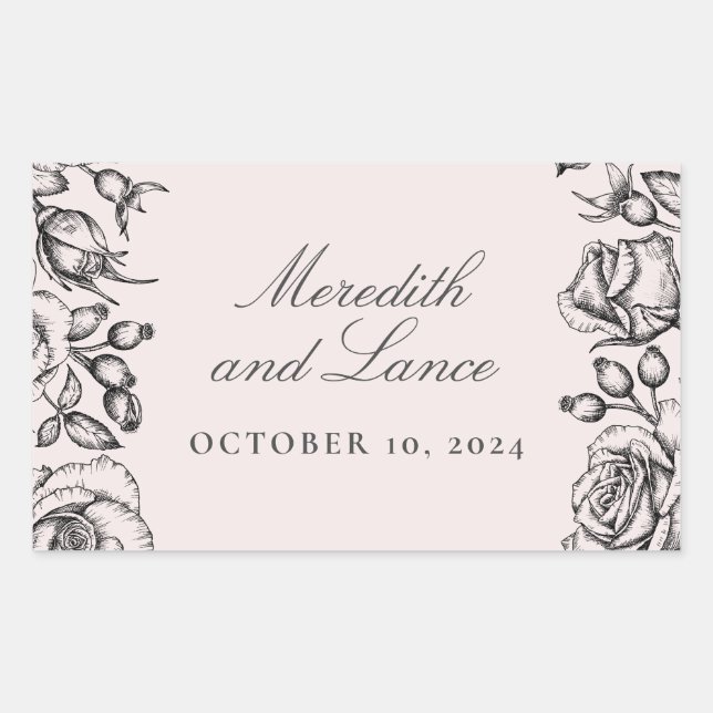 Adesivo Retangular Vintage Rosa Border Pink Wedkers (Frente)