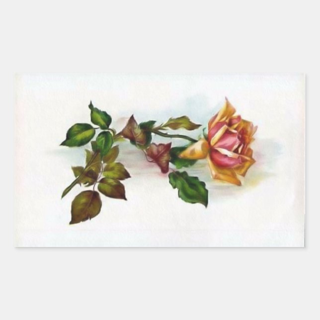 Adesivo Retangular Vintage Rosa Sticker (Frente)