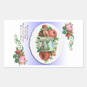 Adesivo Retangular Vintage, Rosas de Amizade Vitoriana, Arte Suja