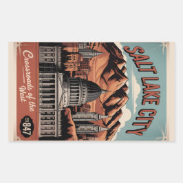Adesivo Retangular Vintage Salt Lake City Utah Retro Travel Poster 