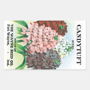 Adesivo Retangular Vintage Seed Packet Art, Flores de Jardim de Candy