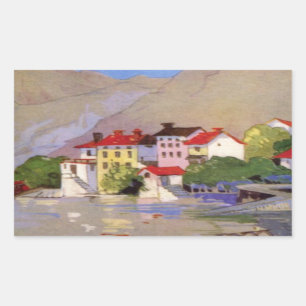 Adesivo Retangular Vintage Selands Village Itália Turismo