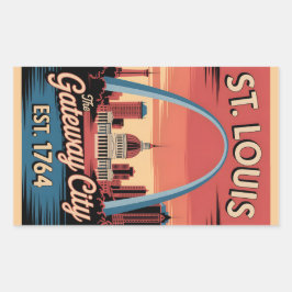 Adesivo Retangular Vintage St. Louis Missouri Retro Travel Poster