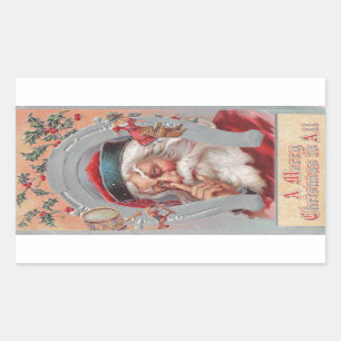 Adesivo Retangular Vintage Sticker Frame de Santa Claus