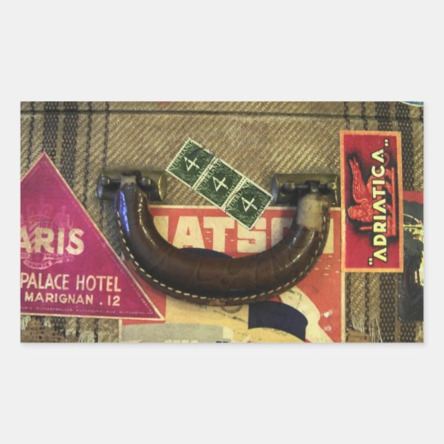 Adesivo Retangular Vintage Suitcase (Frente)