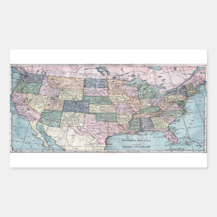 Adesivo Retangular Vintage USA Map