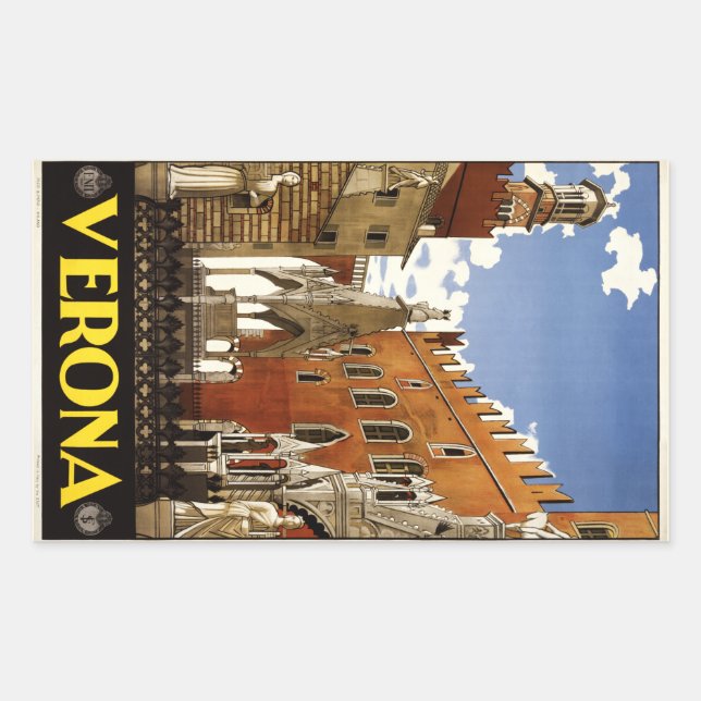 Adesivo Retangular Vintage Verona Itália (Frente)